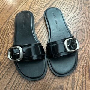 Charles & Keith Black Minimalist Slide Sandals